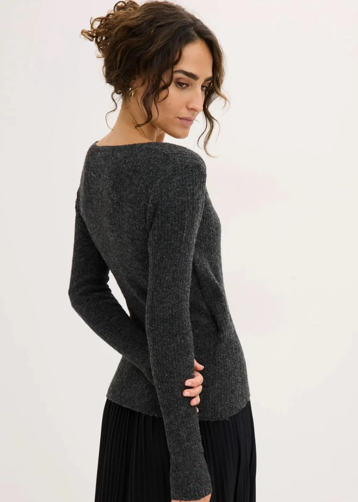 bonprix Bekleidung·Umstandsmode|Strickmode^Pullover anthrazit meliert