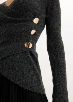 bonprix Bekleidung·Umstandsmode|Strickmode^Pullover anthrazit meliert