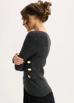 bonprix Bekleidung·Umstandsmode|Strickmode^Pullover anthrazit meliert