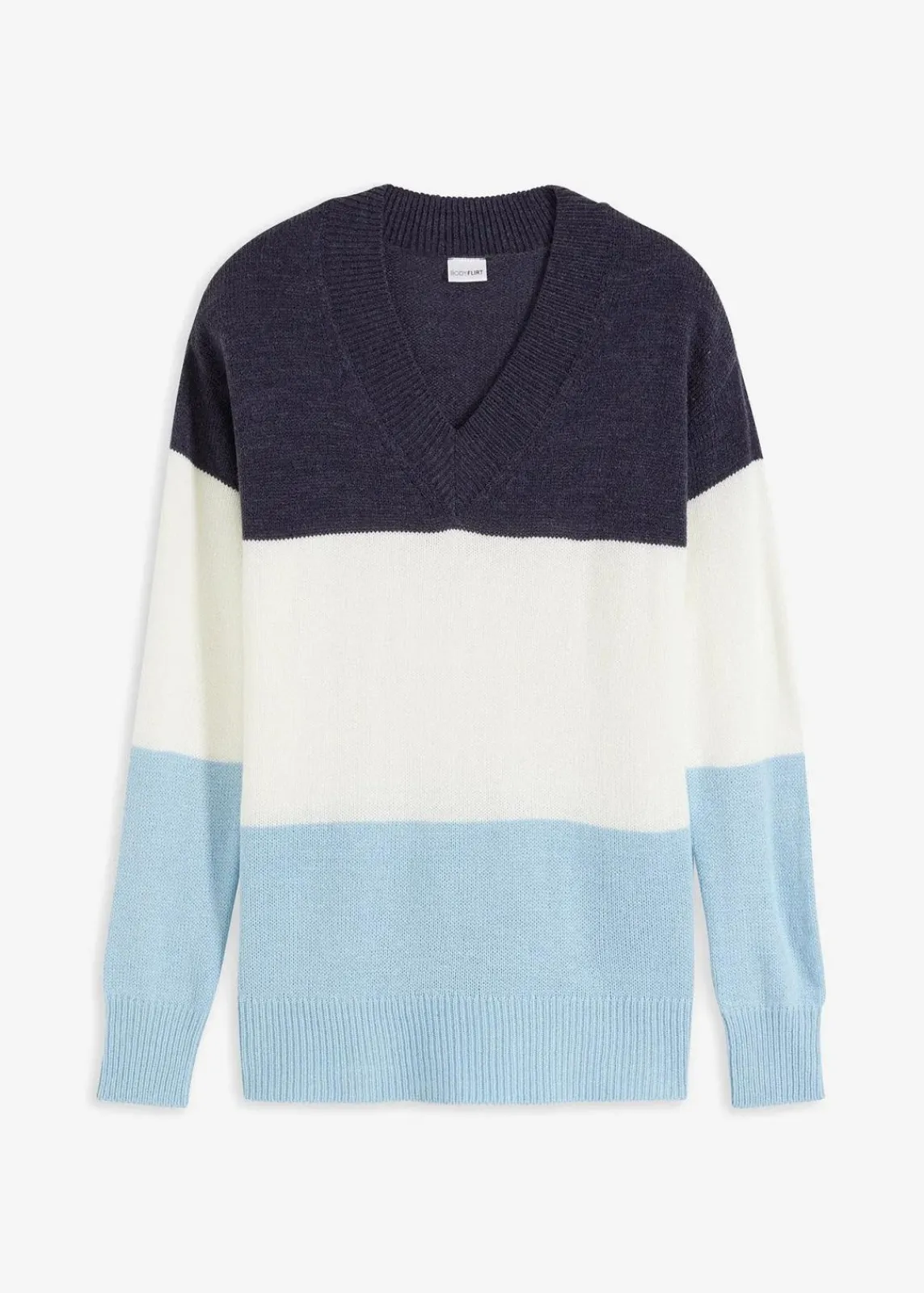 bonprix Bekleidung·Umstandsmode|Pullover & Strickjacken^Pullover wollweiß/dunkelblau/topazblau gestreift
