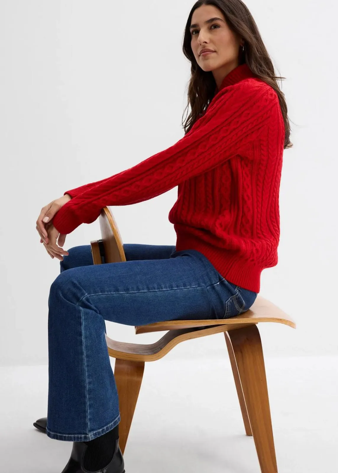 bonprix Pullover & Strickjacken|Strickmode^Pullover salsarot