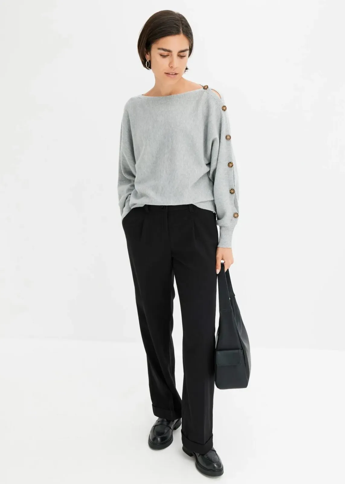 bonprix Bekleidung·Umstandsmode|Strickmode^Pullover hellgrau meliert