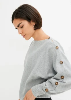 bonprix Bekleidung·Umstandsmode|Strickmode^Pullover hellgrau meliert