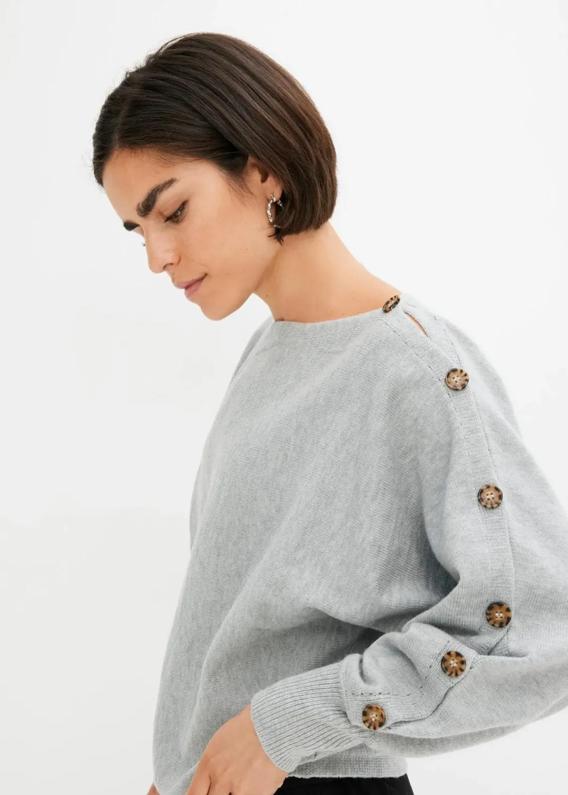 bonprix Bekleidung·Umstandsmode|Strickmode^Pullover hellgrau meliert
