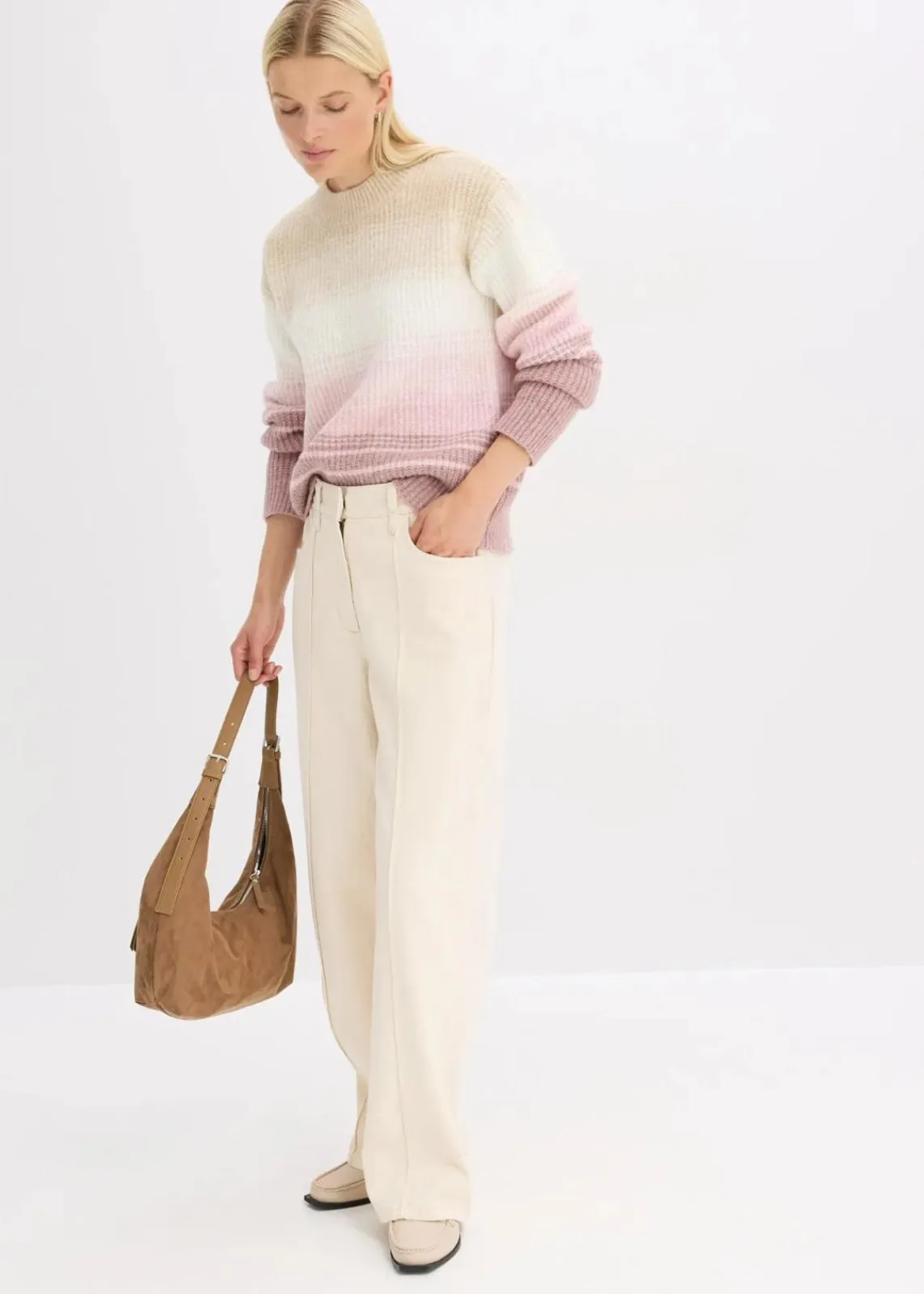 bonprix Bekleidung·Umstandsmode|Bekleidung·Jeans^Pullover kieselbeige/wollweiß/aschrosa/softbeere