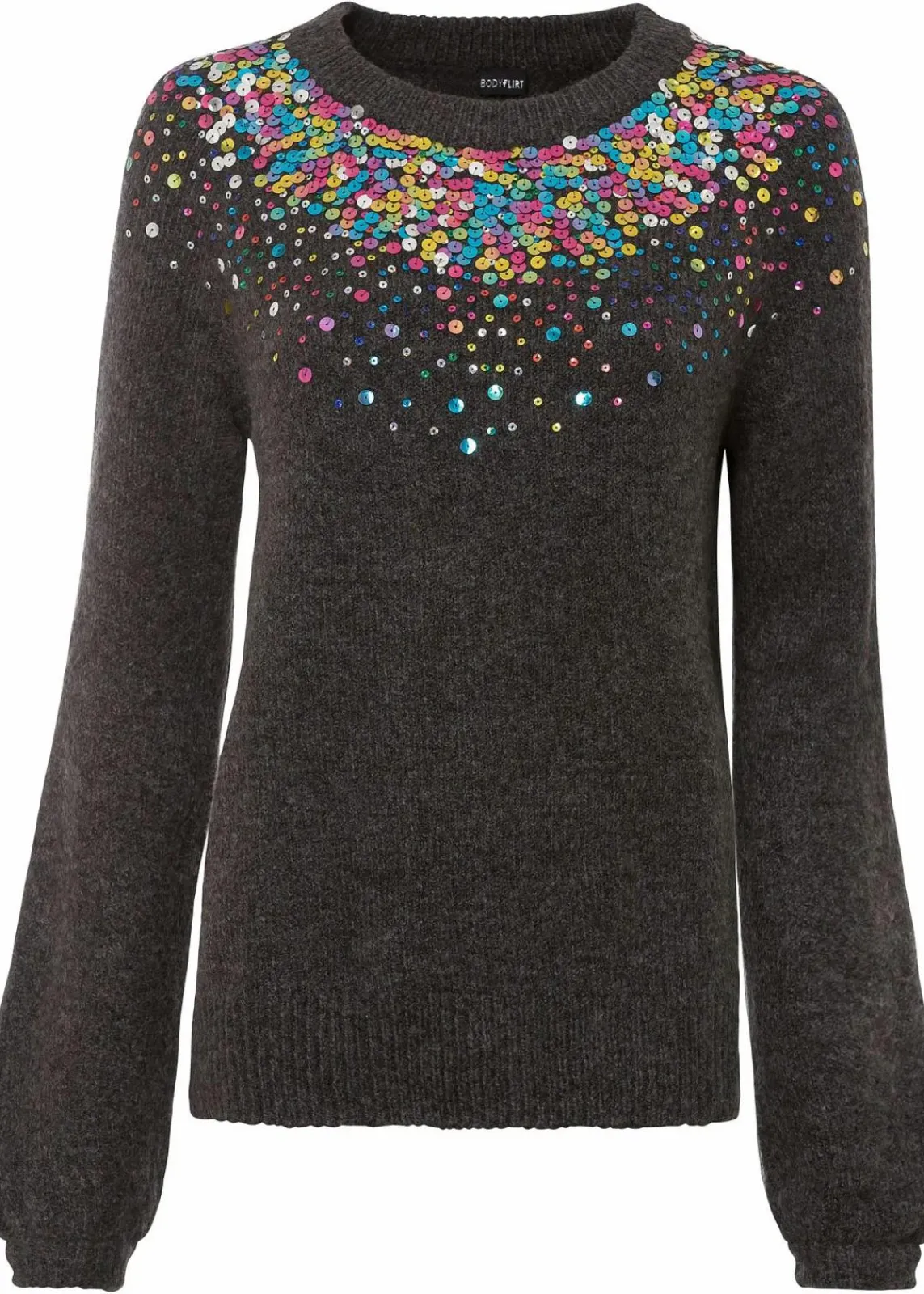 bonprix Bekleidung·Umstandsmode|Strickmode^Pullover anthrazit meliert