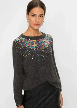 bonprix Bekleidung·Umstandsmode|Strickmode^Pullover anthrazit meliert