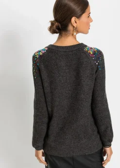 bonprix Bekleidung·Umstandsmode|Strickmode^Pullover anthrazit meliert