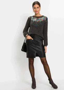 bonprix Bekleidung·Umstandsmode|Strickmode^Pullover anthrazit meliert