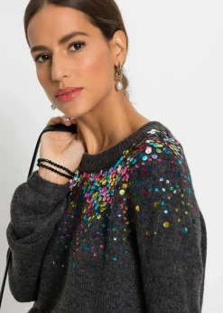 bonprix Bekleidung·Umstandsmode|Strickmode^Pullover anthrazit meliert