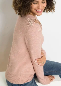 bonprix Bekleidung·Umstandsmode|Bekleidung·Jeans^Pullover vintagerosa meliert