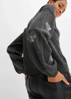bonprix Pullover & Strickjacken|Strickmode^Pullover anthrazit meliert