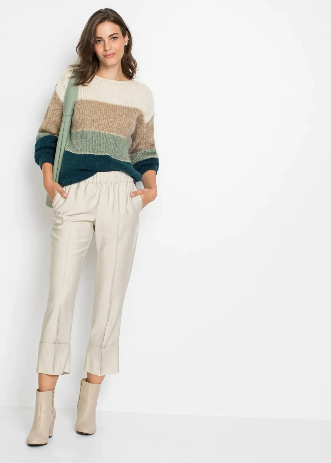 bonprix Bekleidung·Umstandsmode|Bekleidung·Jeans^Pullover creme/sand/mint/petrol gestreift