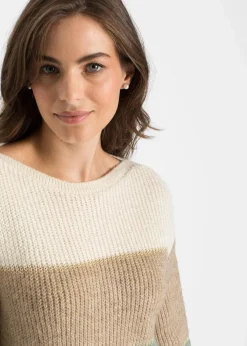 bonprix Bekleidung·Umstandsmode|Bekleidung·Jeans^Pullover creme/sand/mint/petrol gestreift