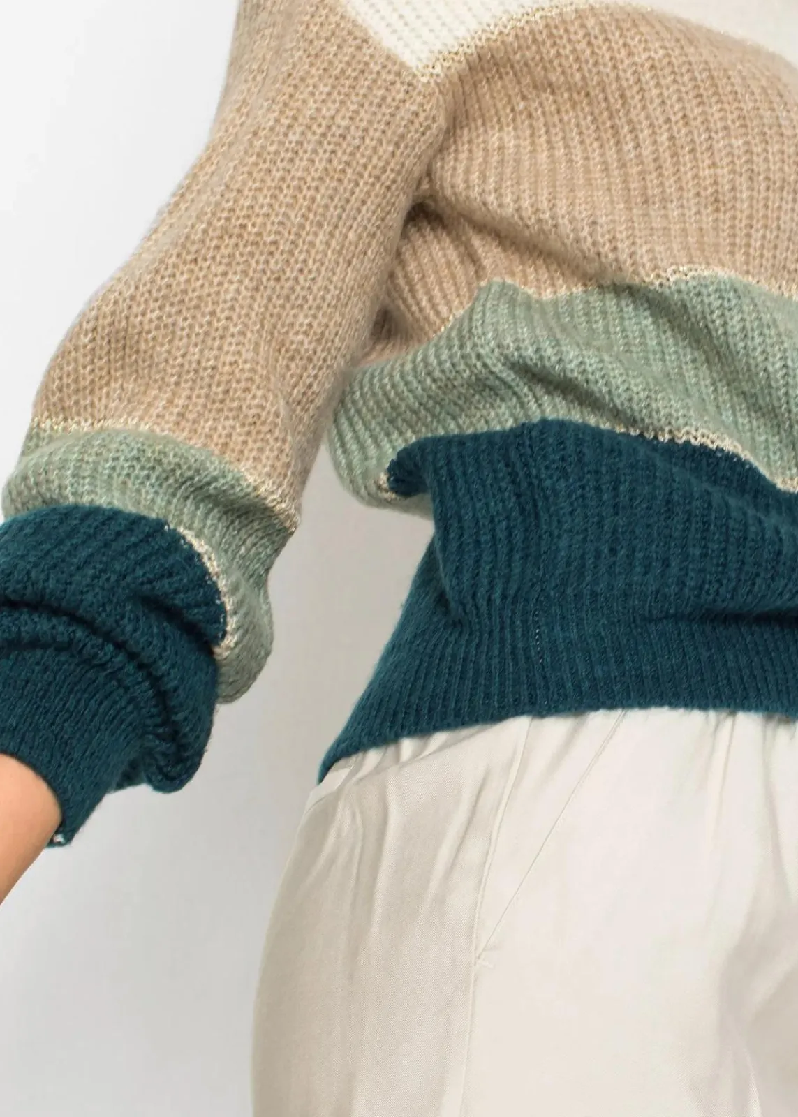 bonprix Bekleidung·Umstandsmode|Bekleidung·Jeans^Pullover creme/sand/mint/petrol gestreift