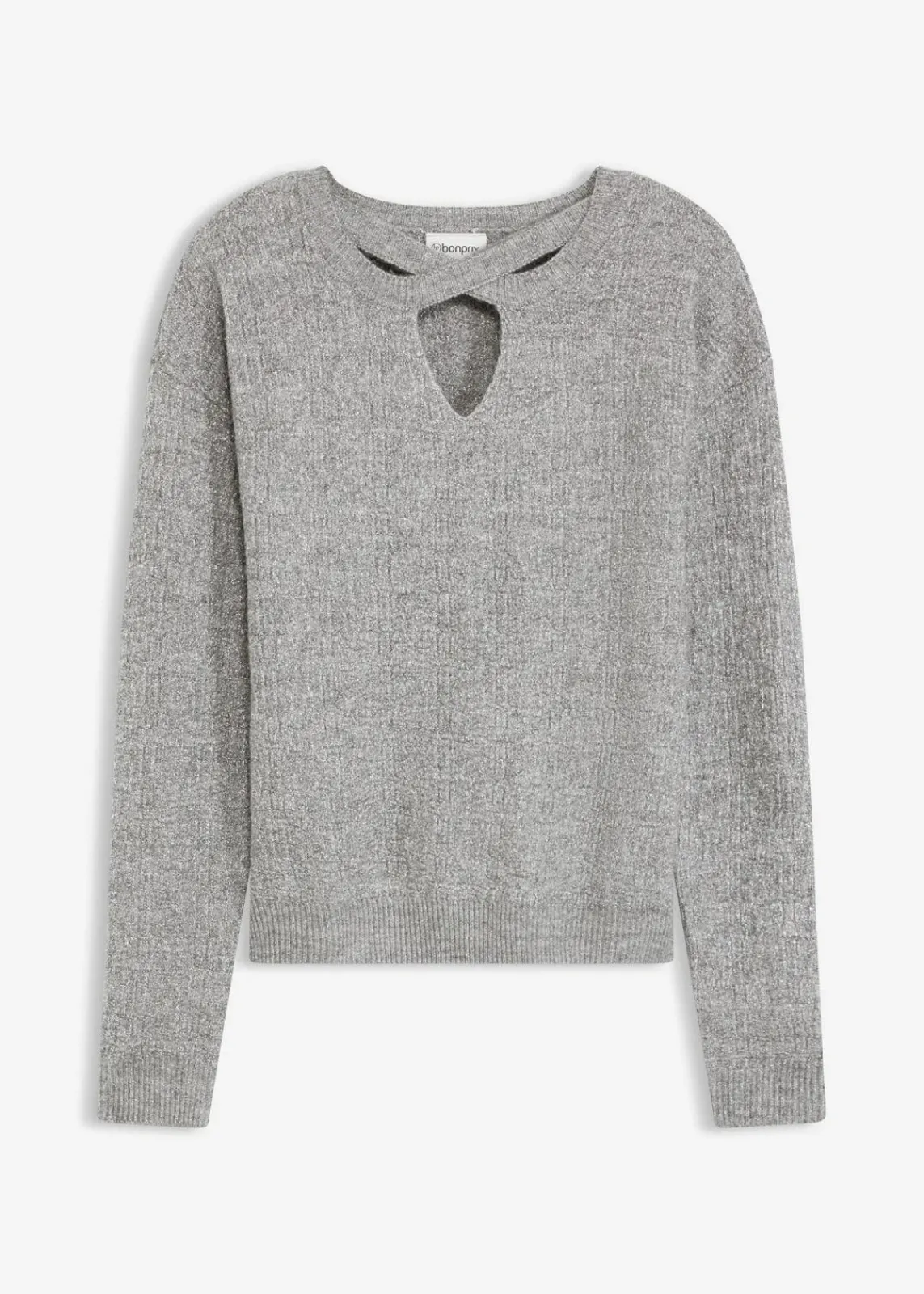 bonprix Pullover & Strickjacken|Strickmode^Pullover grau/silber meliert