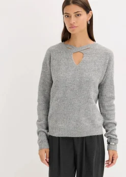 bonprix Pullover & Strickjacken|Strickmode^Pullover grau/silber meliert