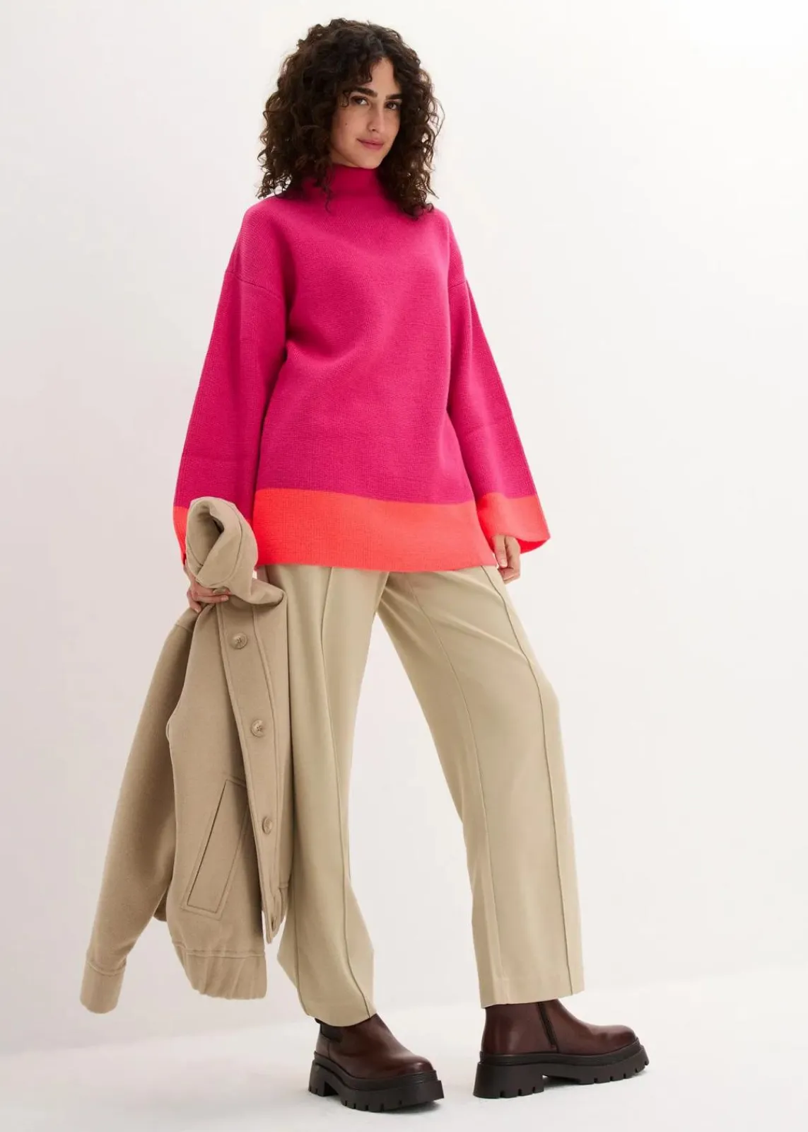 bonprix Bekleidung·Umstandsmode|Strickmode^Pullover pinklady/neonorange