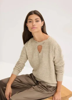 bonprix Bekleidung·Umstandsmode|Bekleidung·Jeans^Pullover beige/gold meliert