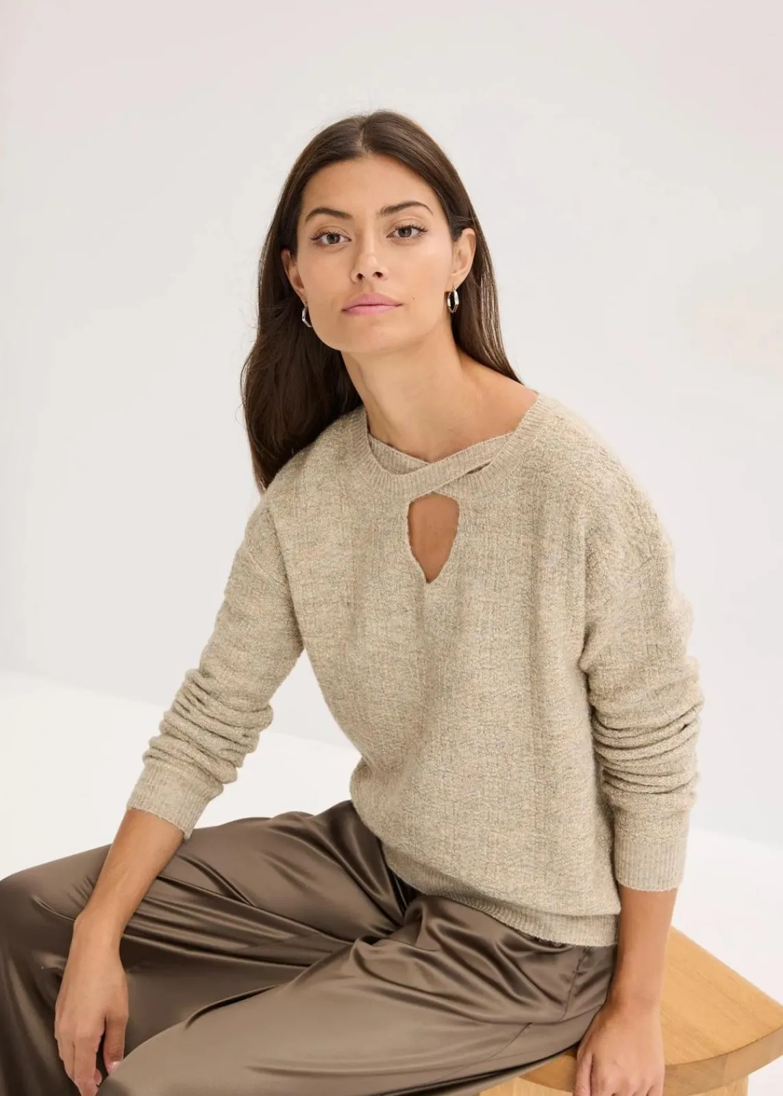 bonprix Bekleidung·Umstandsmode|Bekleidung·Jeans^Pullover beige/gold meliert