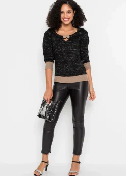 bonprix Bekleidung·Umstandsmode|Bekleidung·Jeans^Pullover schwarz/taupe/silber metallic