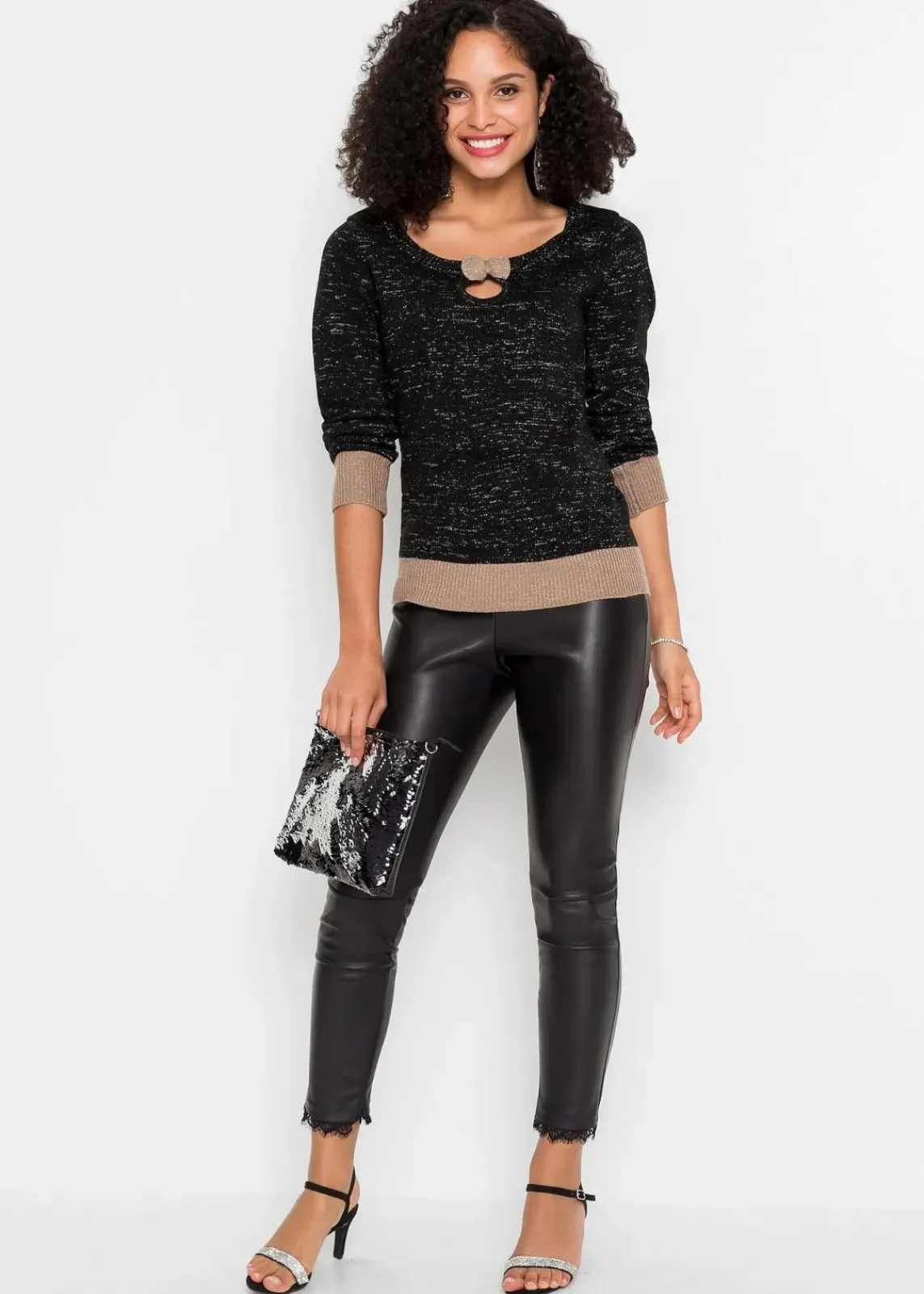 bonprix Bekleidung·Umstandsmode|Bekleidung·Jeans^Pullover schwarz/taupe/silber metallic