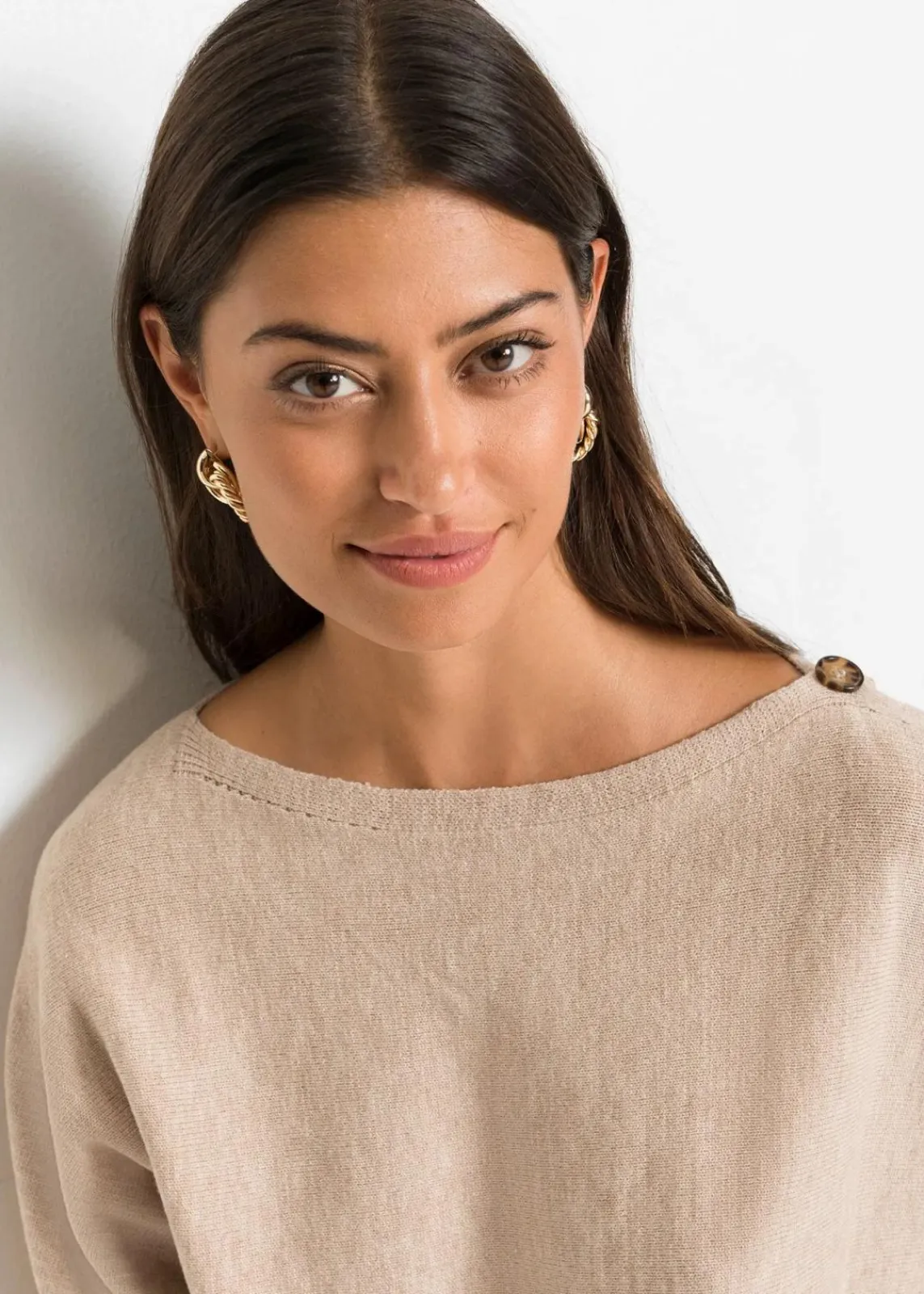 bonprix Bekleidung·Umstandsmode|Strickmode^Pullover mandelbeige meliert