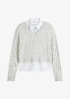 bonprix Bekleidung·Umstandsmode|Bekleidung·Jeans^Pullover hellgrau meliert
