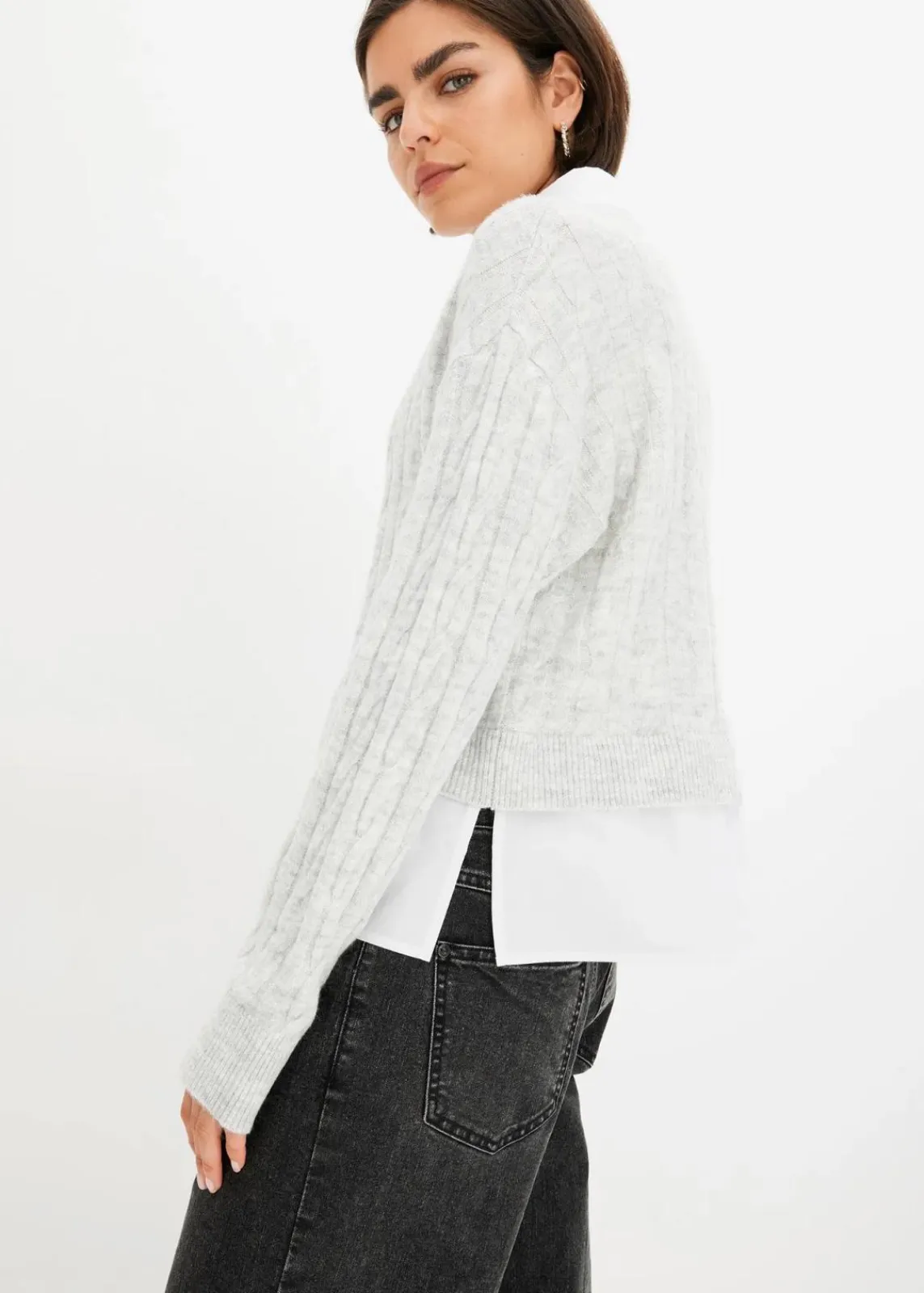 bonprix Bekleidung·Umstandsmode|Bekleidung·Jeans^Pullover hellgrau meliert