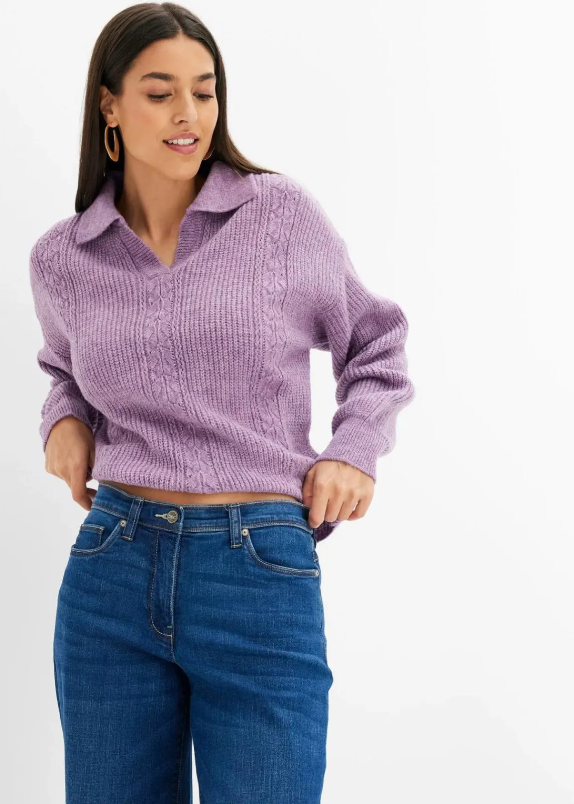 bonprix Bekleidung·Umstandsmode|Bekleidung·Jeans^Pullover lila meliert
