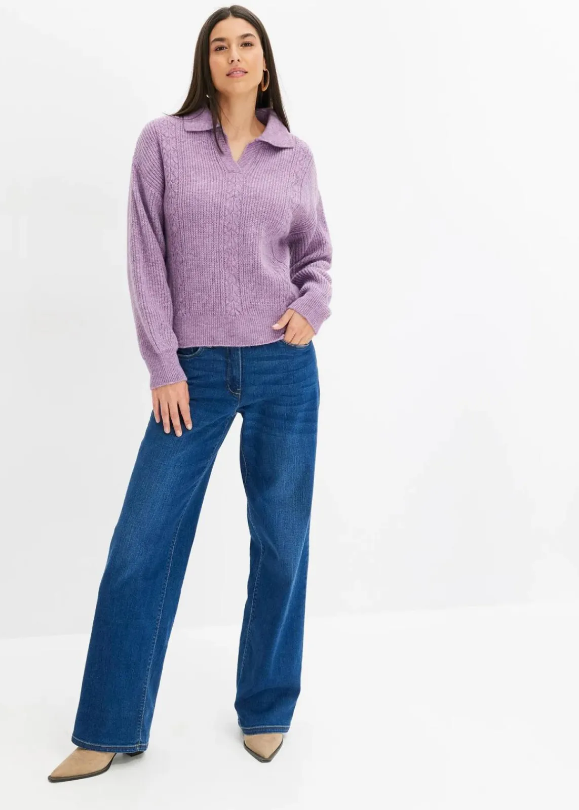 bonprix Bekleidung·Umstandsmode|Bekleidung·Jeans^Pullover lila meliert