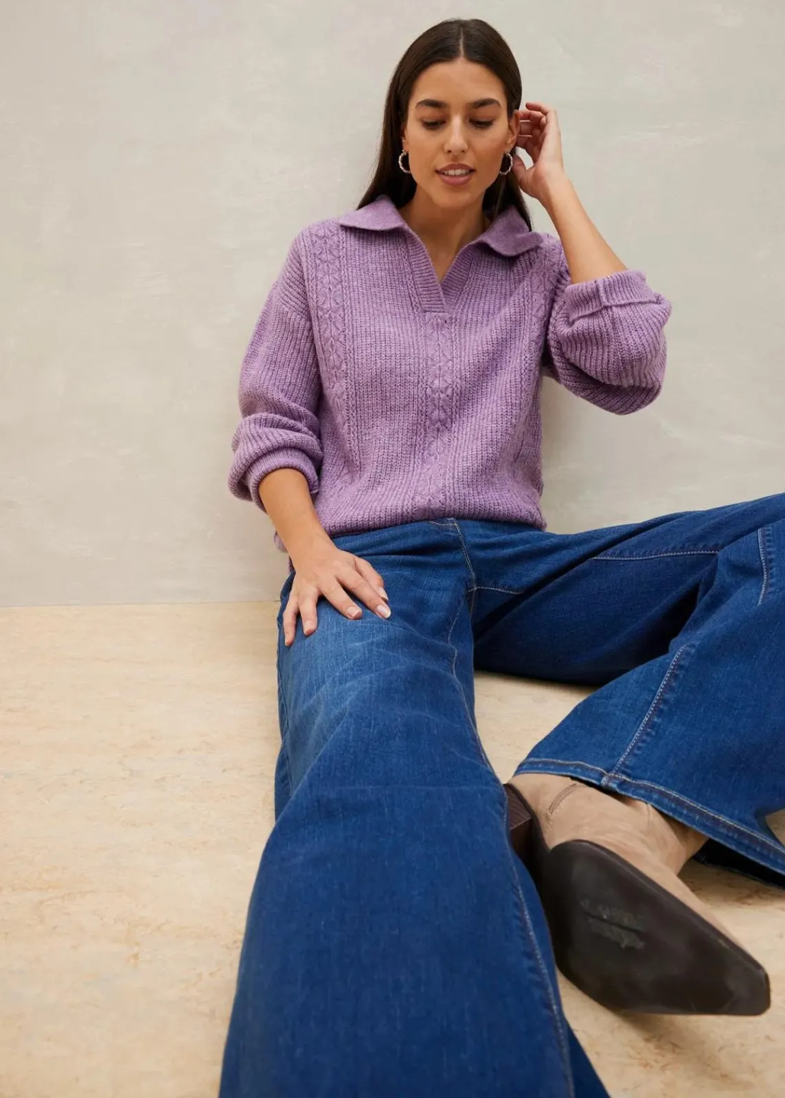 bonprix Bekleidung·Umstandsmode|Bekleidung·Jeans^Pullover lila meliert