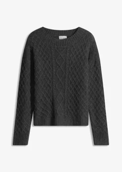 bonprix Bekleidung·Umstandsmode|Strickmode^Pullover anthrazit meliert