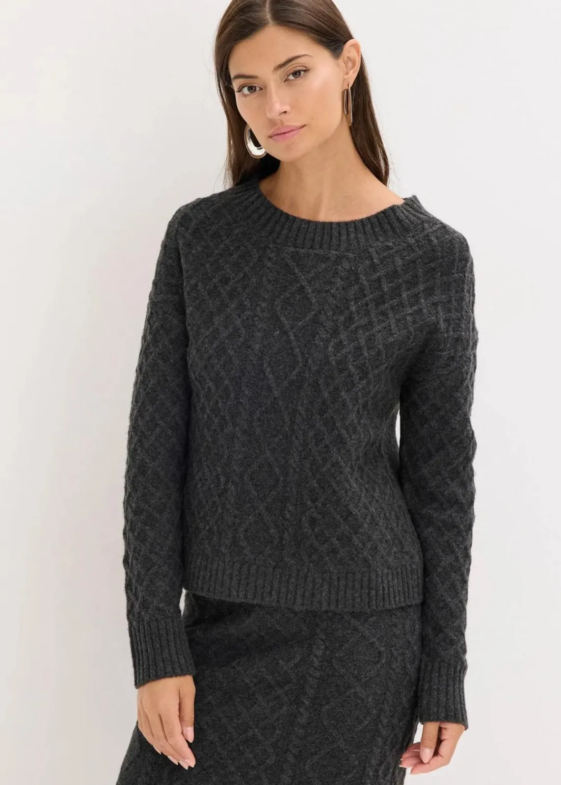 bonprix Bekleidung·Umstandsmode|Strickmode^Pullover anthrazit meliert