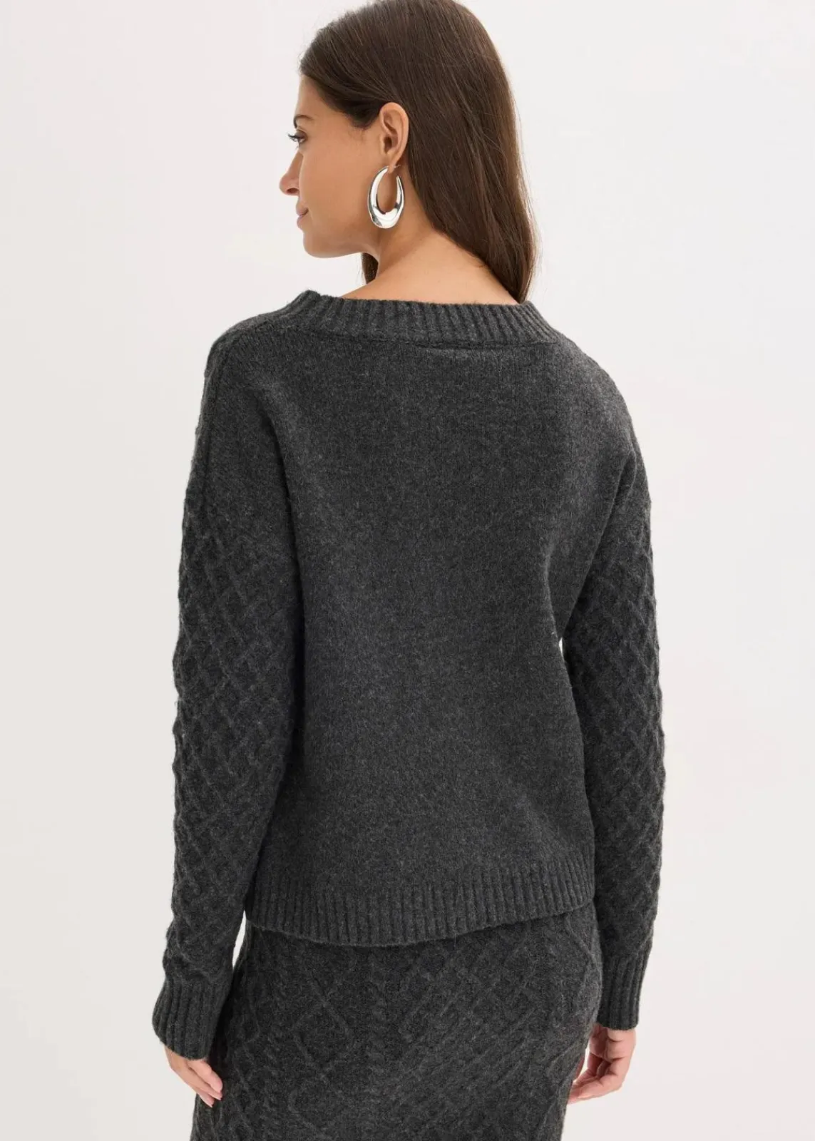 bonprix Bekleidung·Umstandsmode|Strickmode^Pullover anthrazit meliert