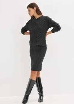 bonprix Bekleidung·Umstandsmode|Strickmode^Pullover anthrazit meliert