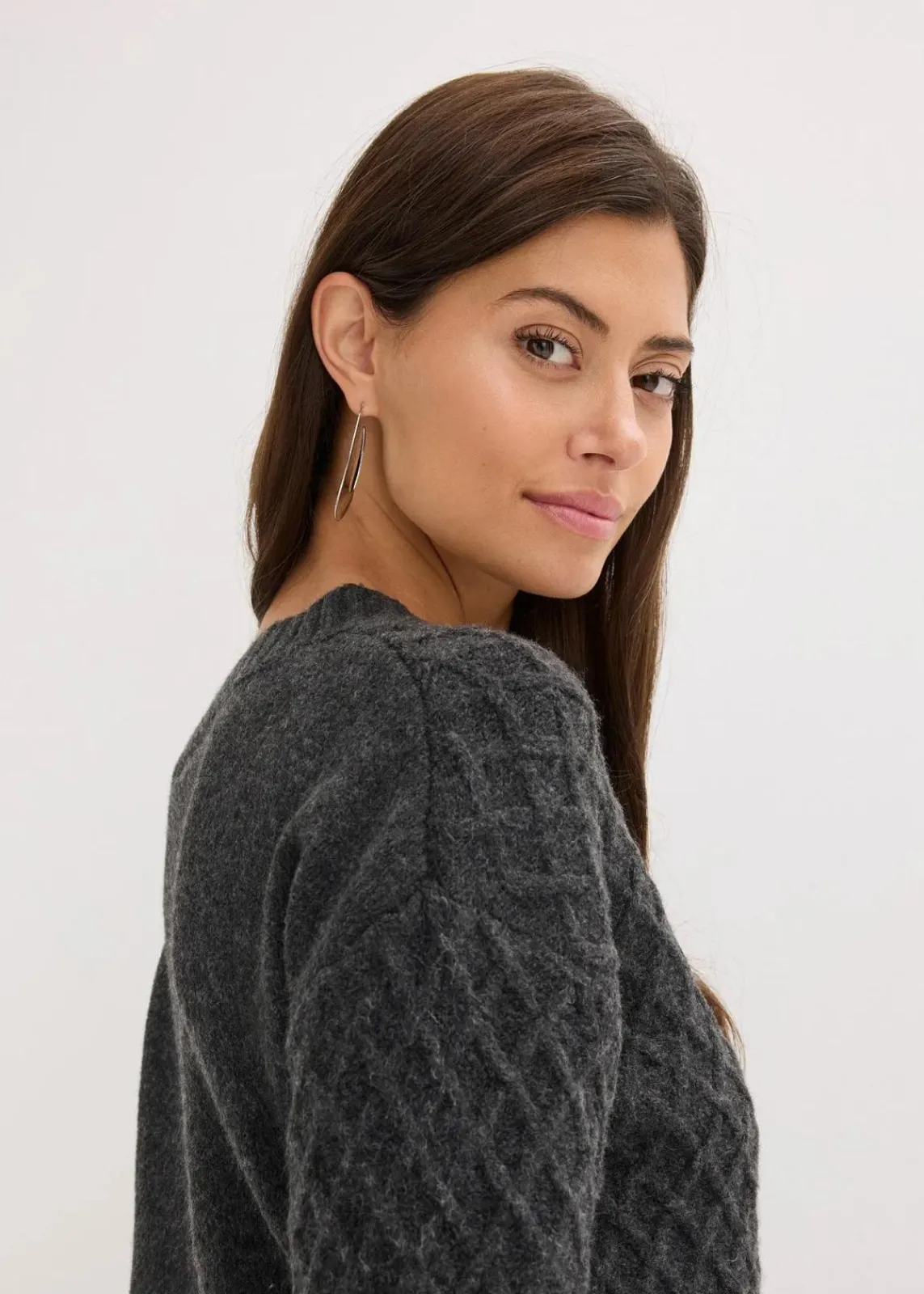bonprix Bekleidung·Umstandsmode|Strickmode^Pullover anthrazit meliert