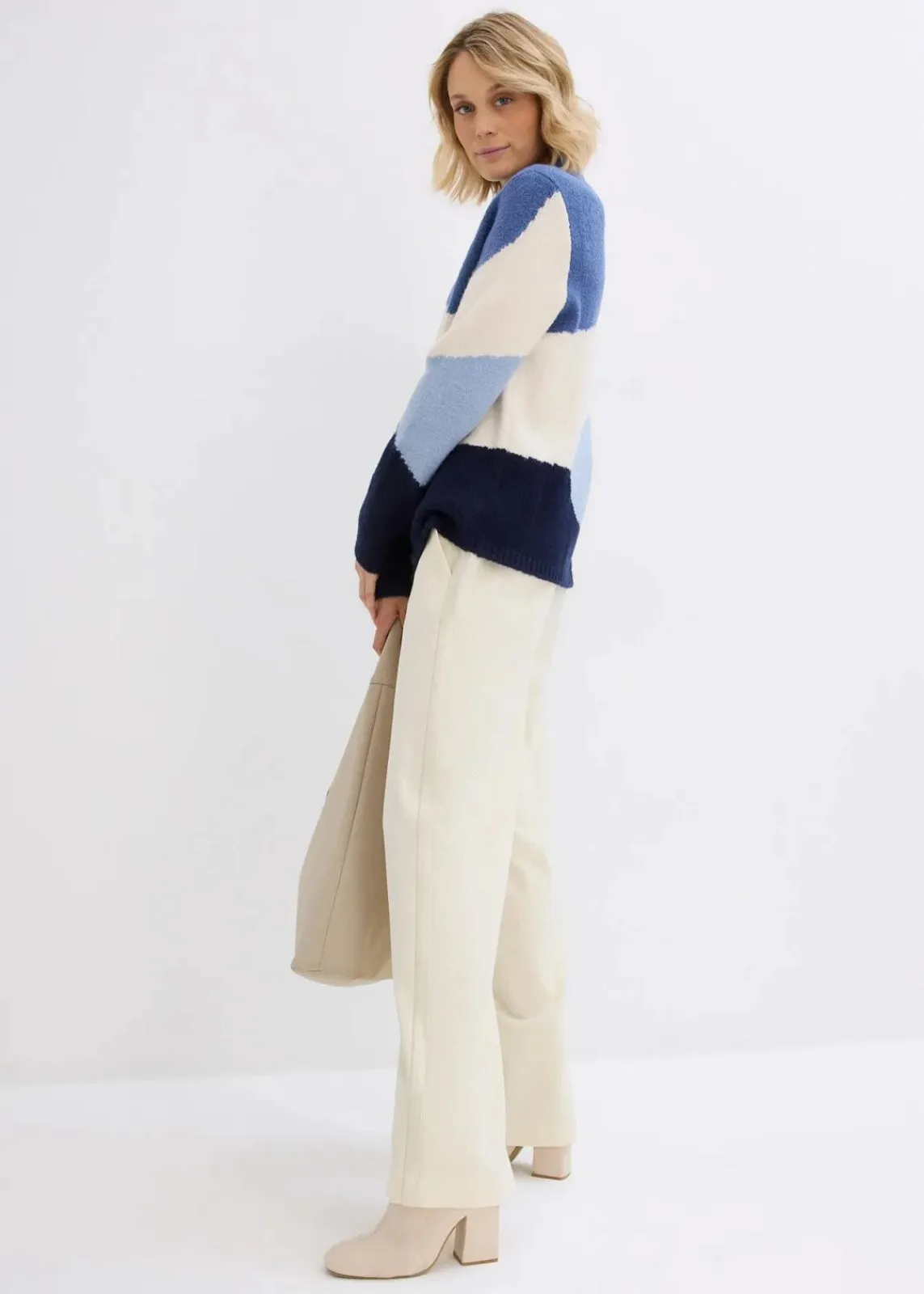 bonprix Bekleidung·Umstandsmode|Bekleidung·Jeans^Pullover jeansblau/naturbeige