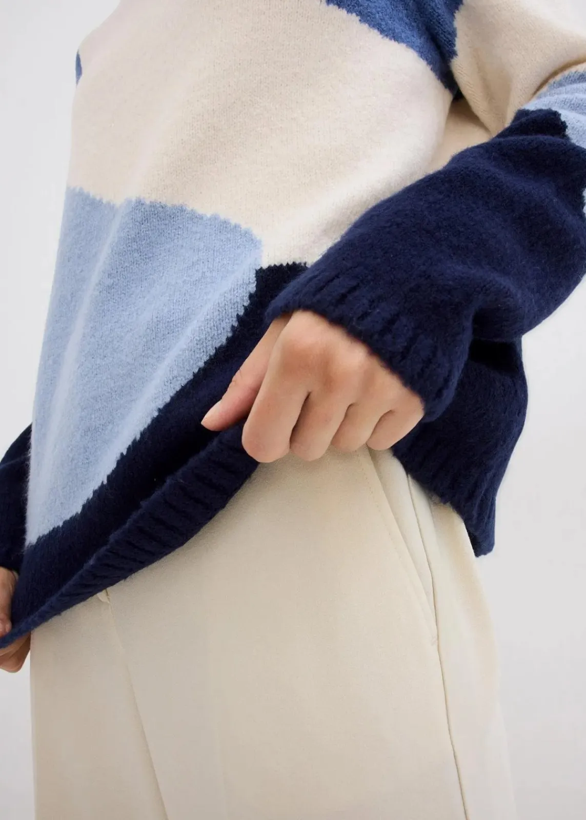 bonprix Bekleidung·Umstandsmode|Bekleidung·Jeans^Pullover jeansblau/naturbeige