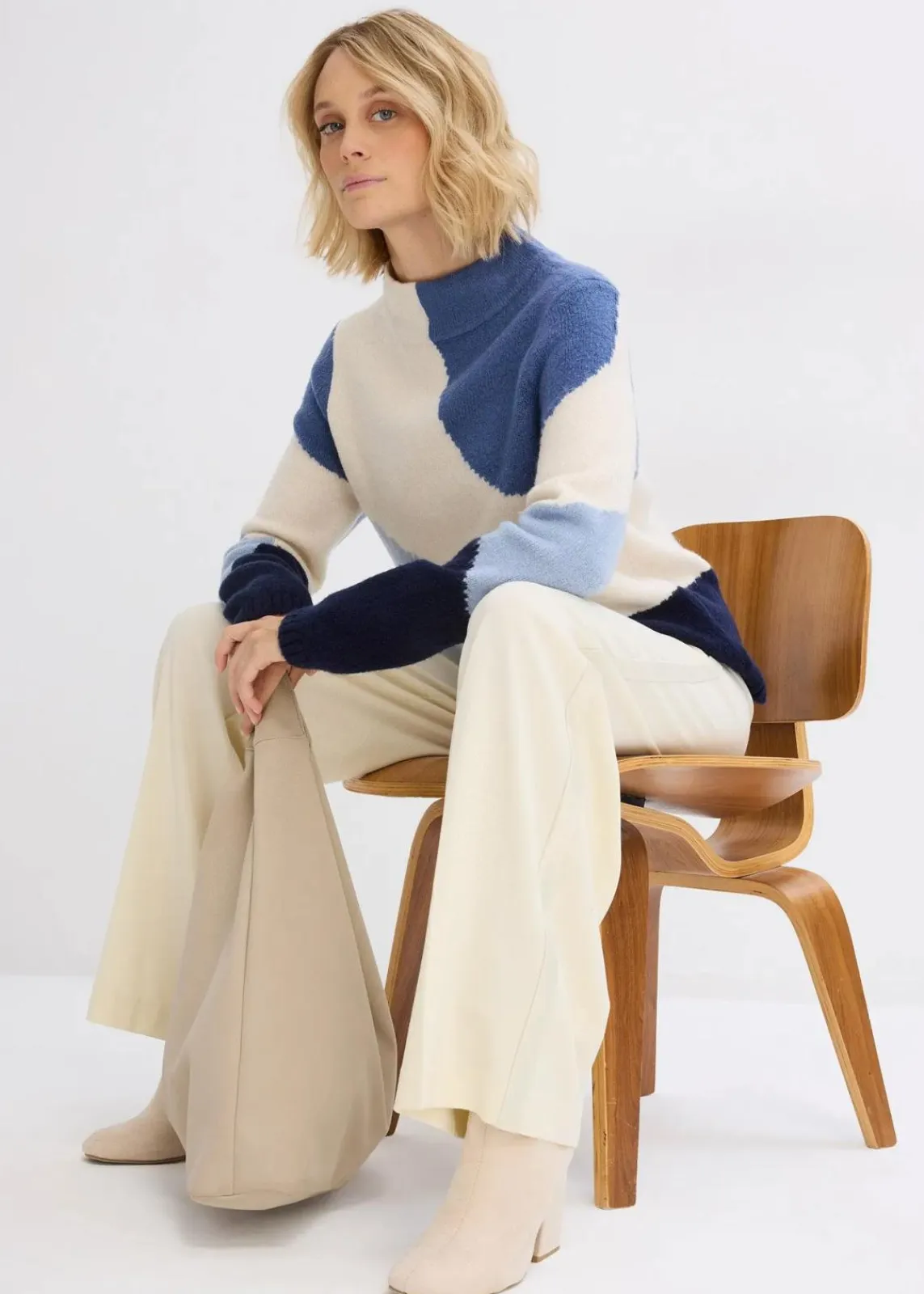 bonprix Bekleidung·Umstandsmode|Bekleidung·Jeans^Pullover jeansblau/naturbeige