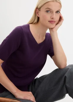 bonprix Pullover & Strickjacken|Basics^Pullover dunkellila