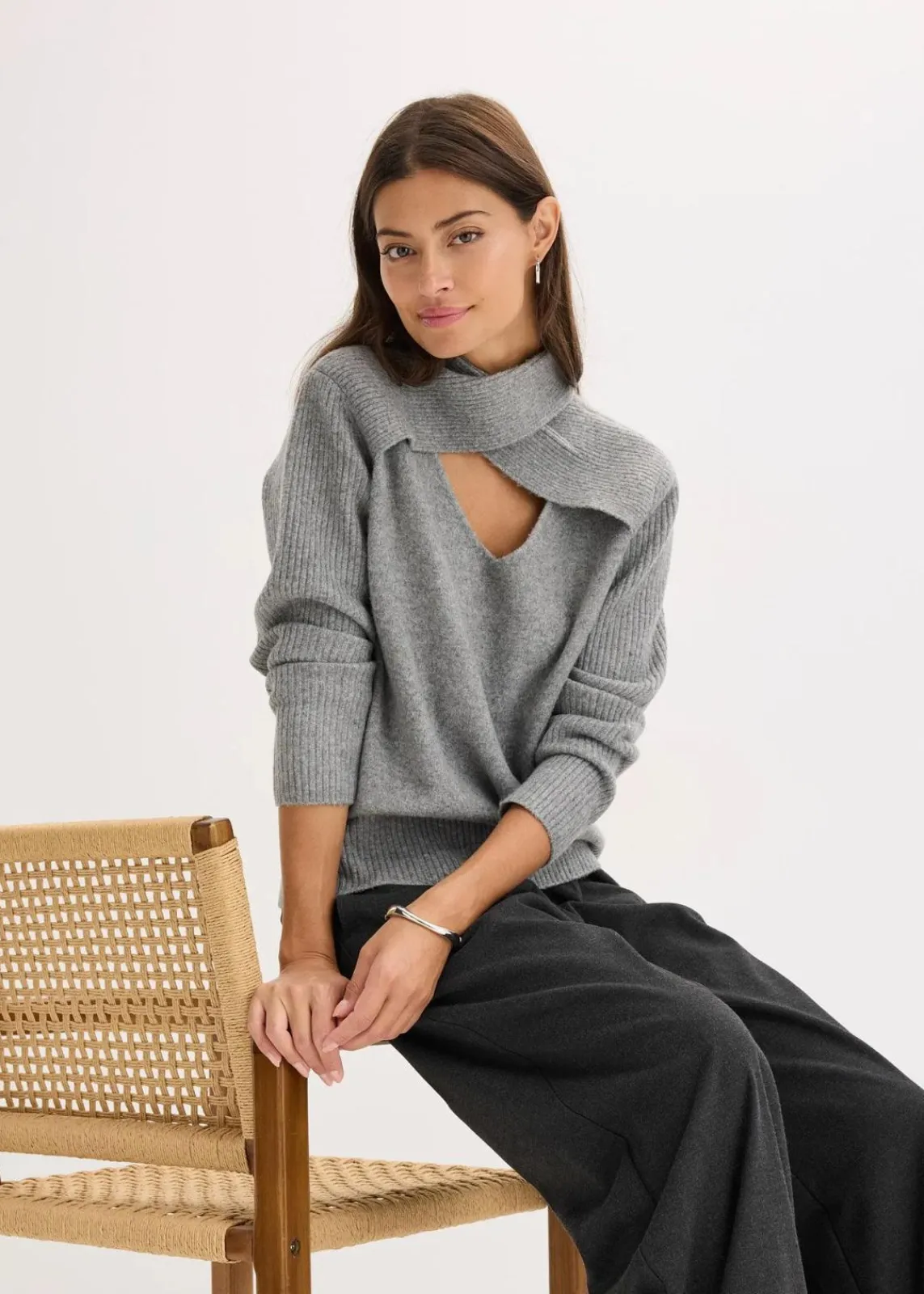 bonprix Bekleidung·Umstandsmode|Bekleidung·Jeans^Pullover grau meliert