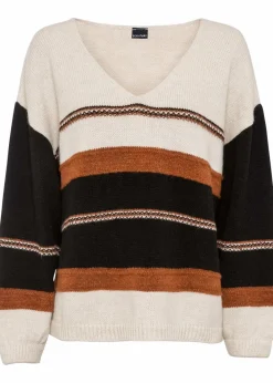 bonprix Bekleidung·Umstandsmode|Bekleidung·Jeans^Pullover creme/braun quer gestreift