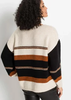 bonprix Bekleidung·Umstandsmode|Bekleidung·Jeans^Pullover creme/braun quer gestreift