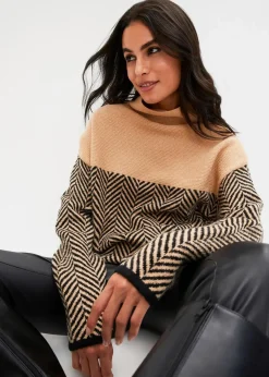 bonprix Bekleidung·Umstandsmode|Bekleidung·Jeans^Pullover latte macchiato/schwarz gestreift