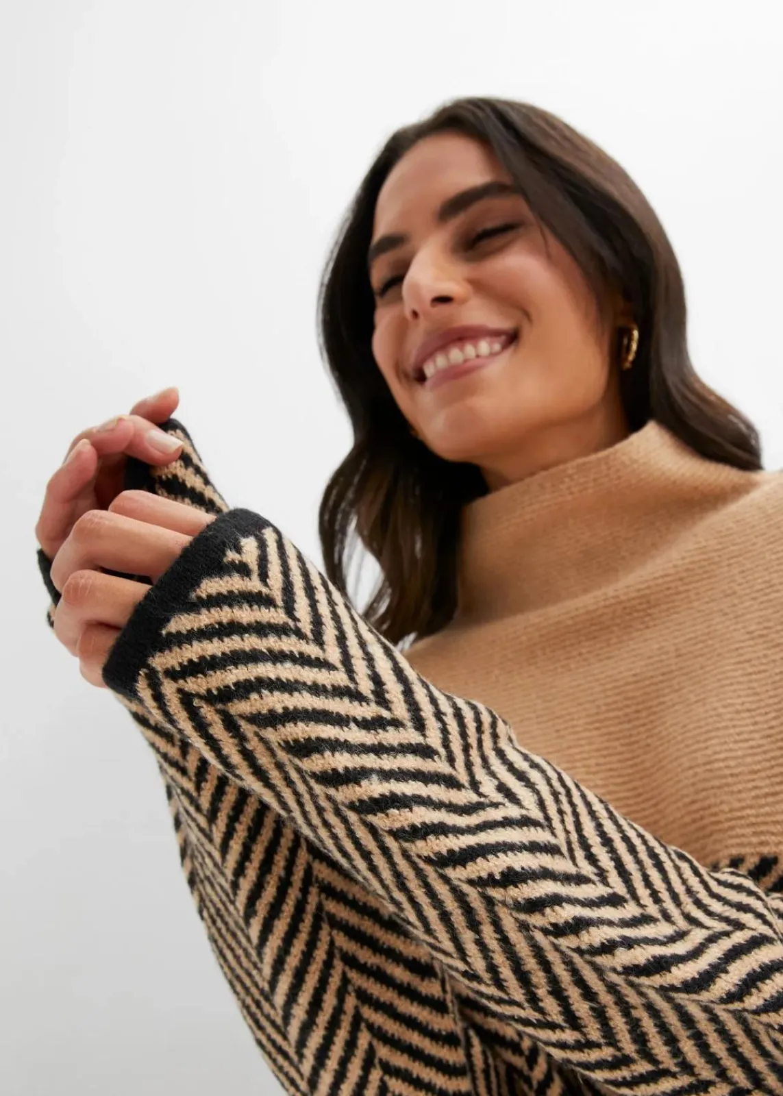 bonprix Bekleidung·Umstandsmode|Bekleidung·Jeans^Pullover latte macchiato/schwarz gestreift