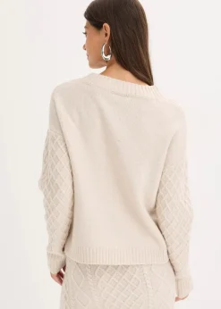 bonprix Bekleidung·Umstandsmode|Strickmode^Pullover beige meliert