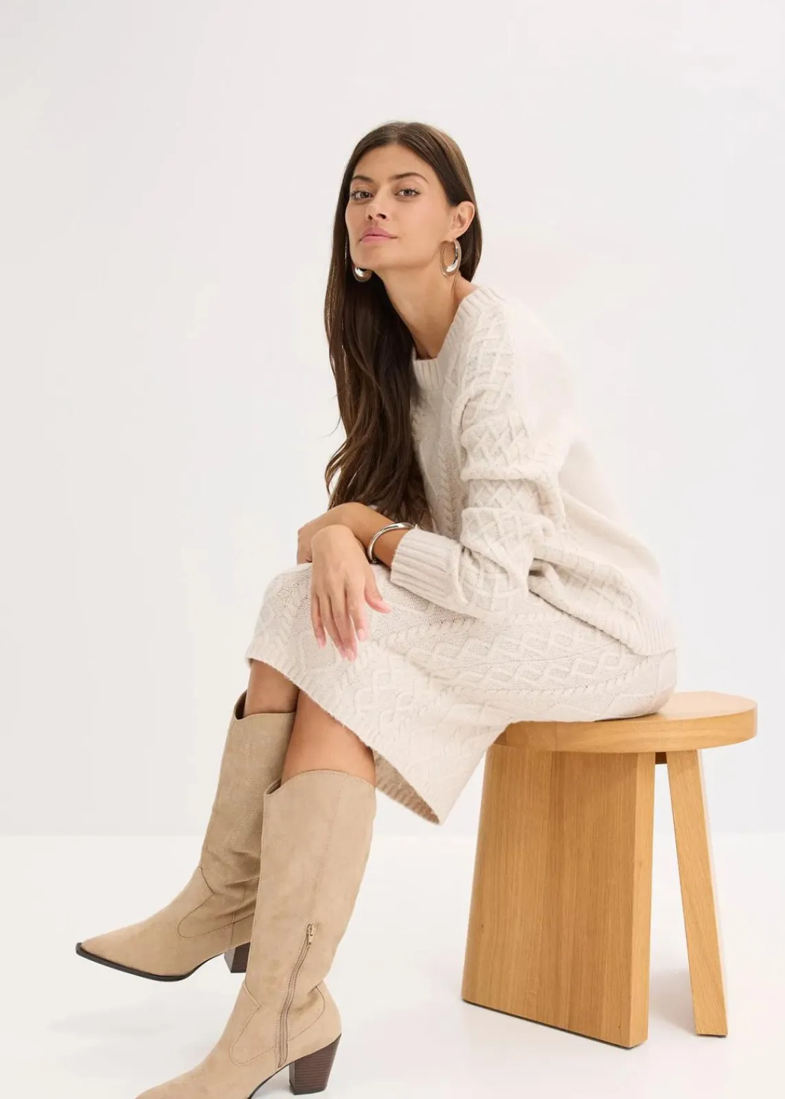 bonprix Bekleidung·Umstandsmode|Strickmode^Pullover beige meliert