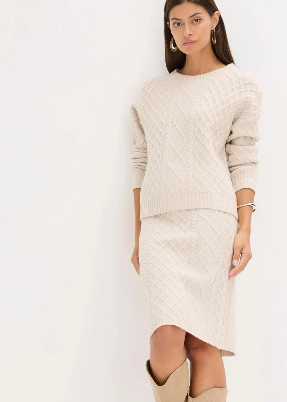 bonprix Bekleidung·Umstandsmode|Strickmode^Pullover beige meliert