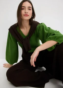 bonprix Pullover & Strickjacken|Strickmode^Pullover aus Baumwolle forstgrün